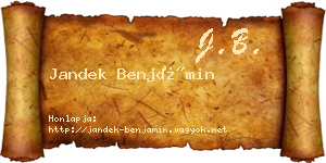 Jandek Benjámin névjegykártya